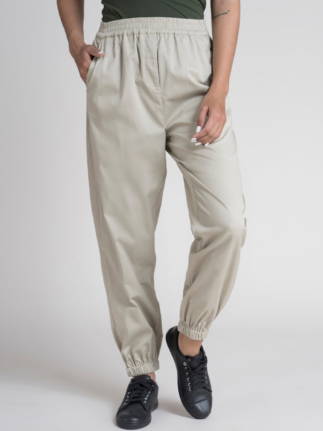 

FableStreet Women Beige Loose Fit Joggers