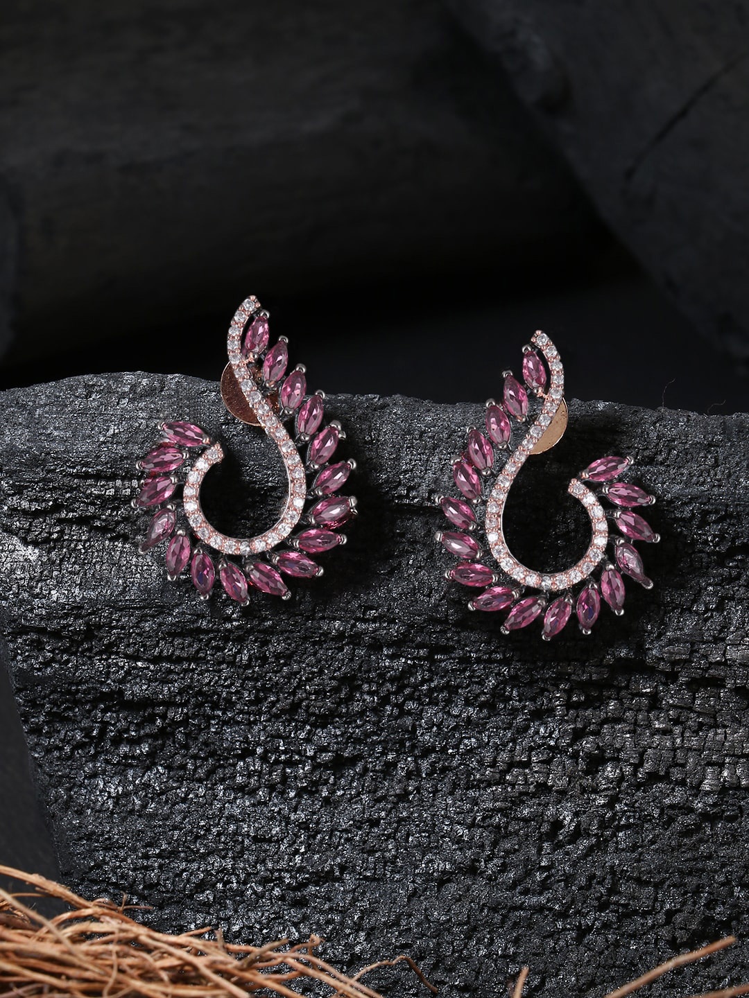

Adwitiya Collection Pink Contemporary Drop Earrings, Silver