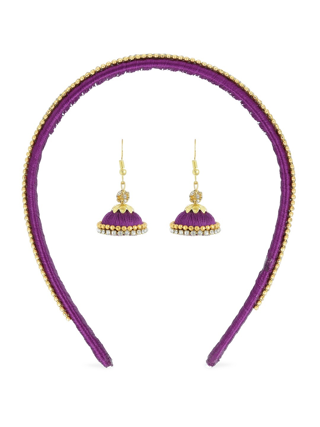 

AKSHARA Girls Purple & Gold-Toned Set of 2 Hair Accessory Set