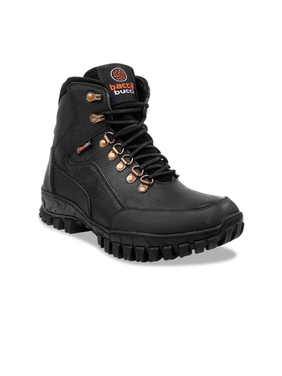 bacca bucci Men Black Textured Flat Boots