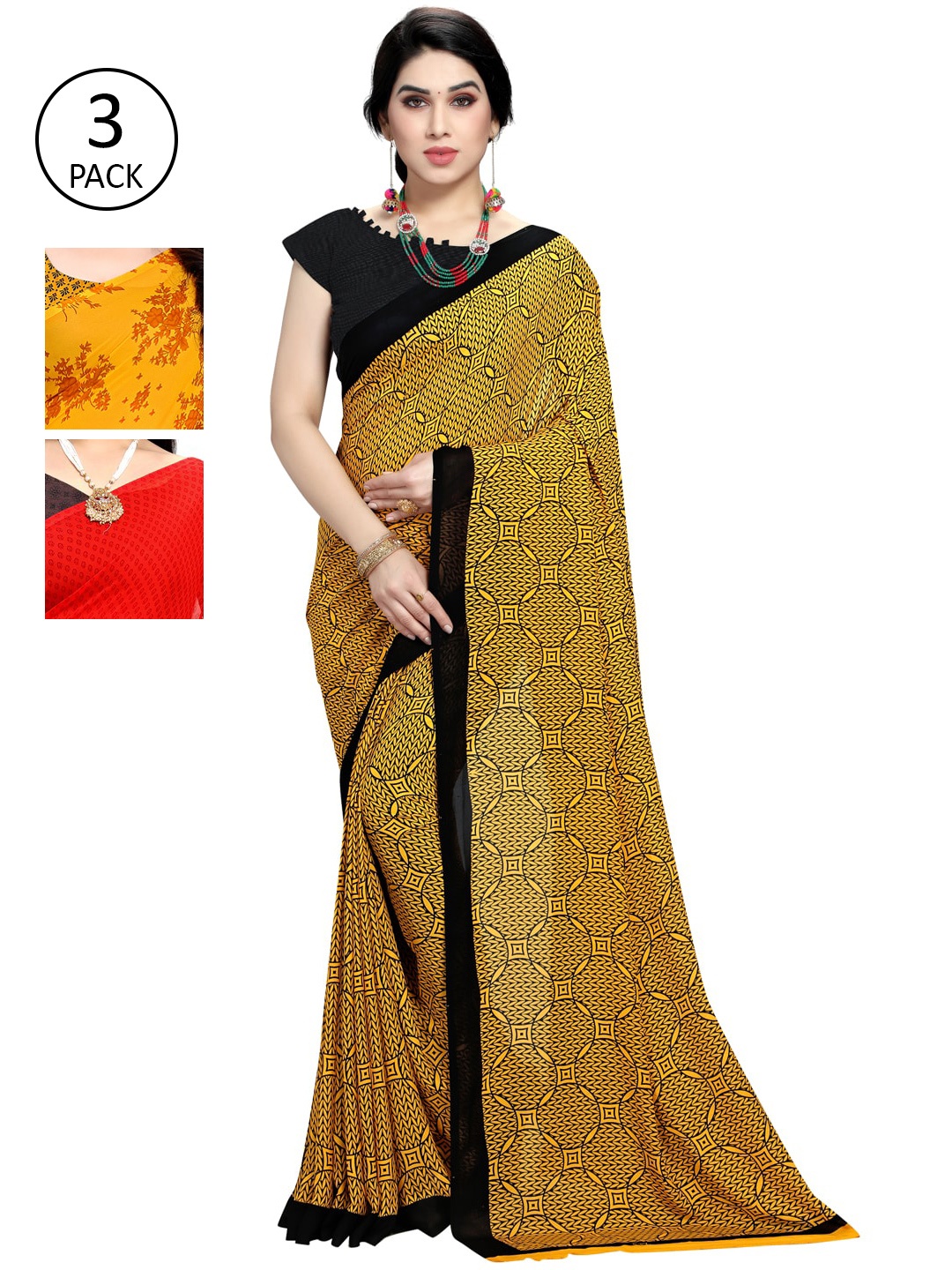 

KALINI Multicoloured Pack Of 3 Printed Saree, Multi