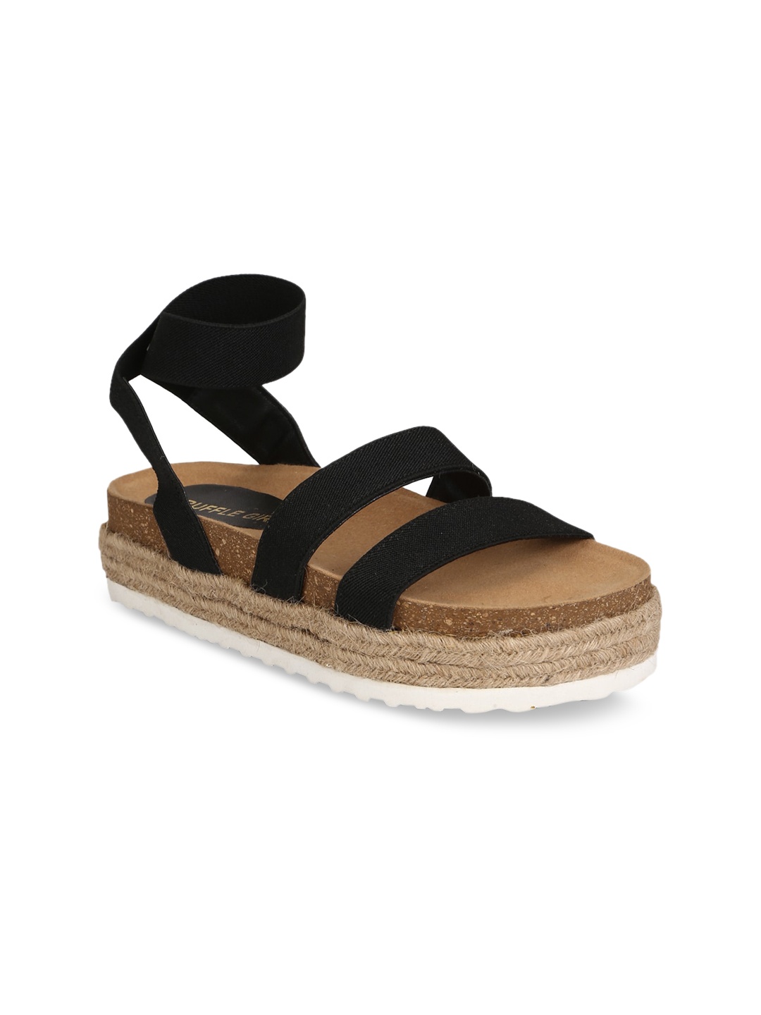 

Truffle Collection Black PU Wedge Sandals