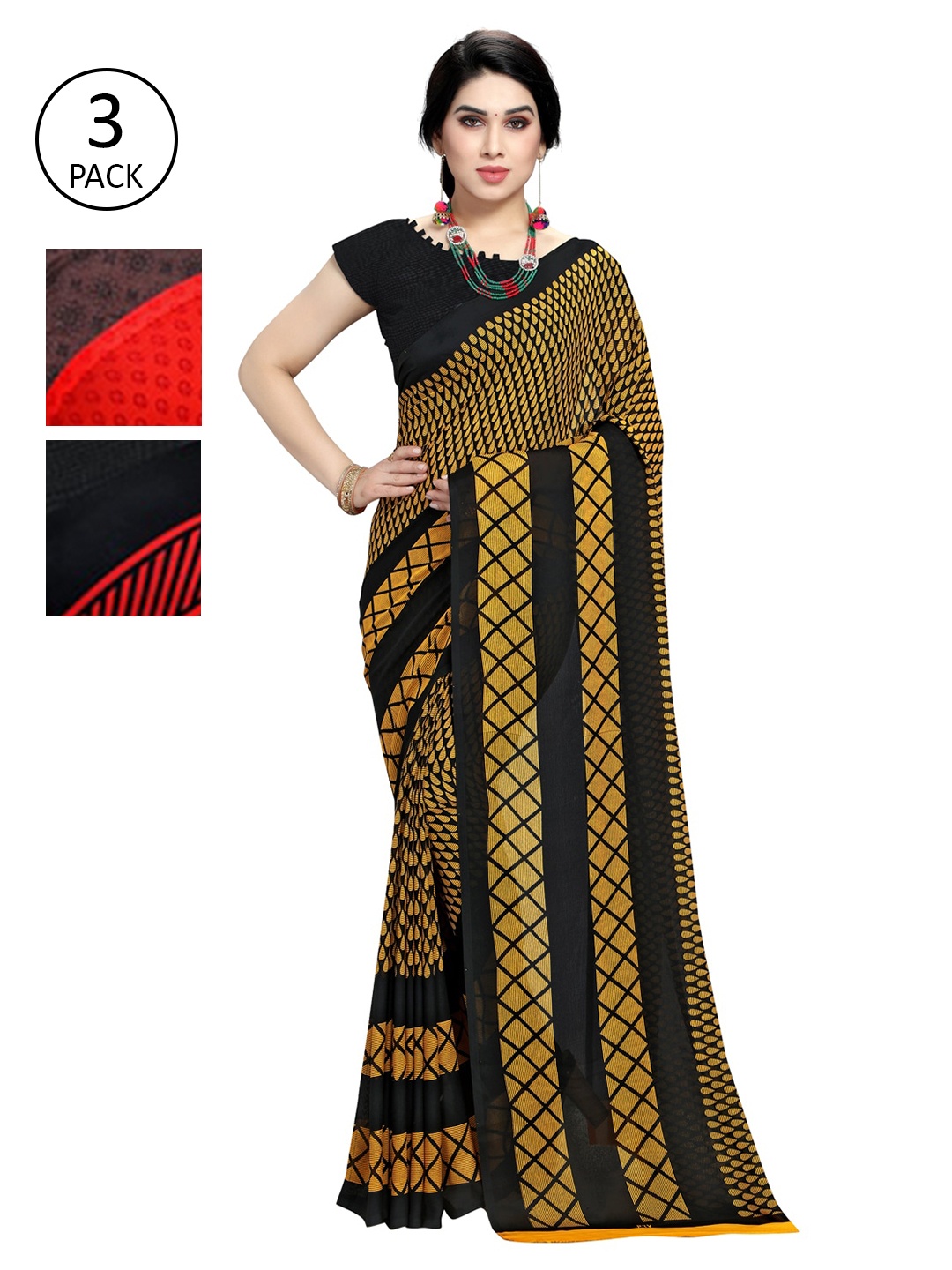 

KALINI Pack Of 3 Multicoloured Printed Saree, Multi