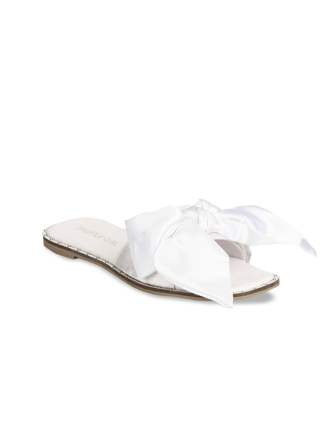 

Truffle Collection Women White Open Toe Flats with Bows