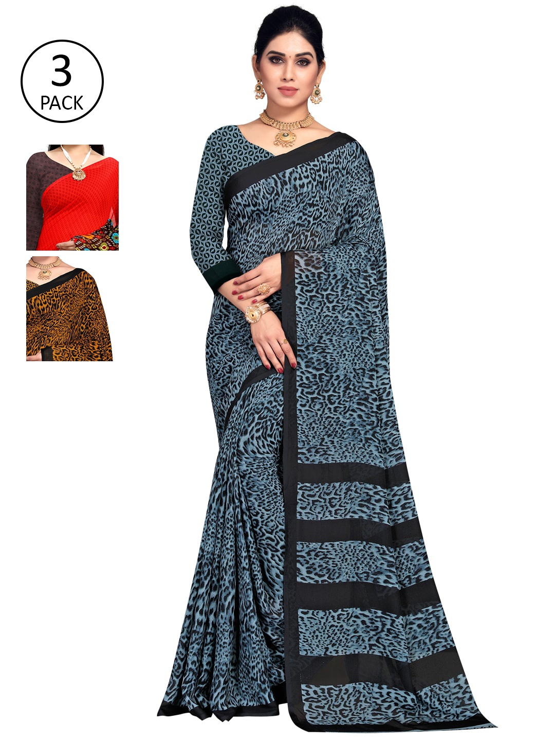 

KALINI Pack Of 3 Multicoloured Printed Saree, Multi