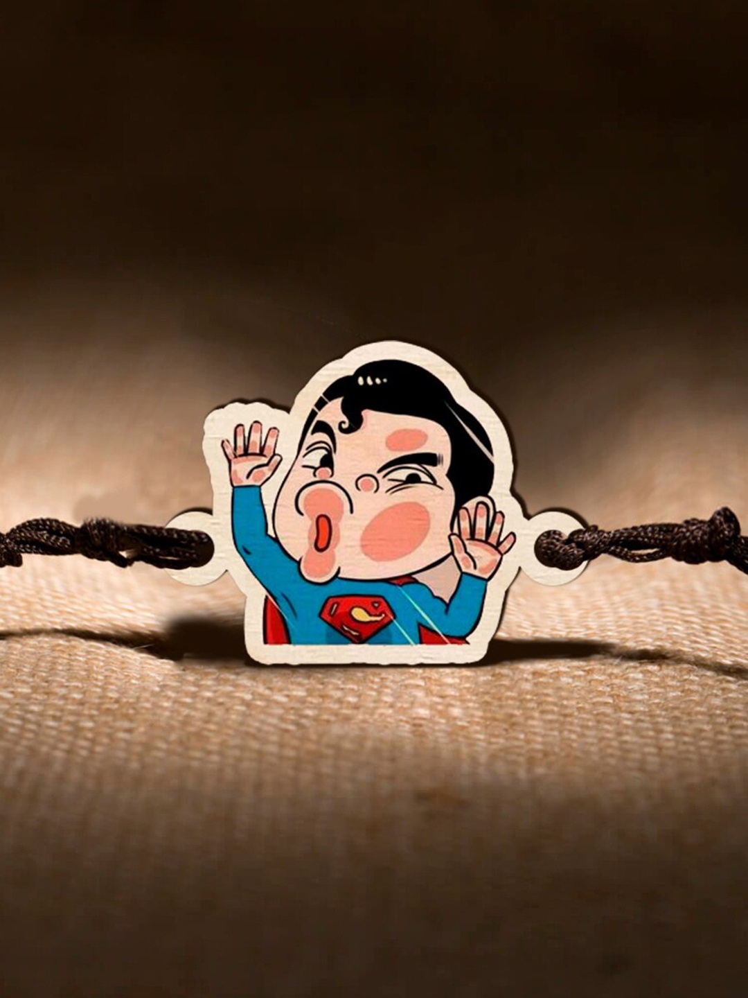 

Bigsmall Boys Blue & Peach Superman Wooden Rakhi
