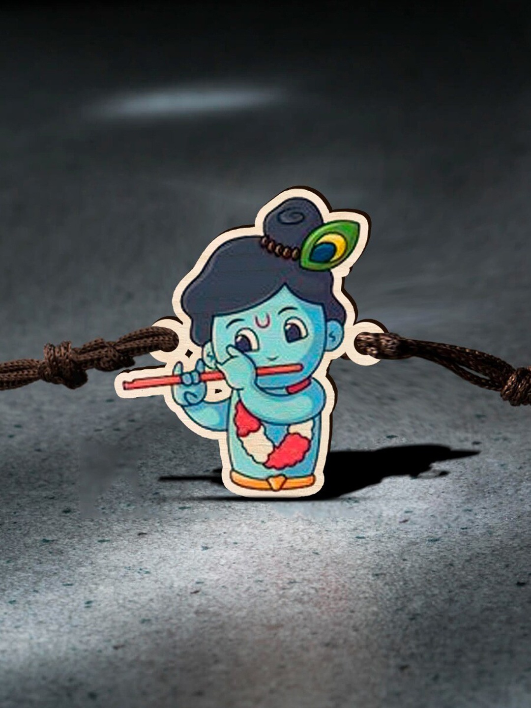 

Bigsmall Boys Blue & Brown Krishna Wooden Rakhi