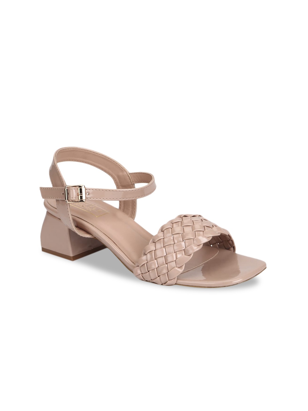 

Truffle Collection Women Nude-Color OpenToe Woven Block Sandals