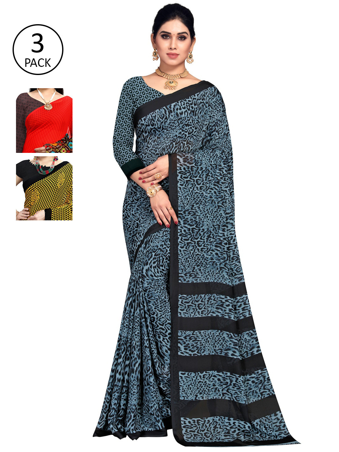 

KALINI Pack Of 3 Multicoloured Printed Saree, Multi