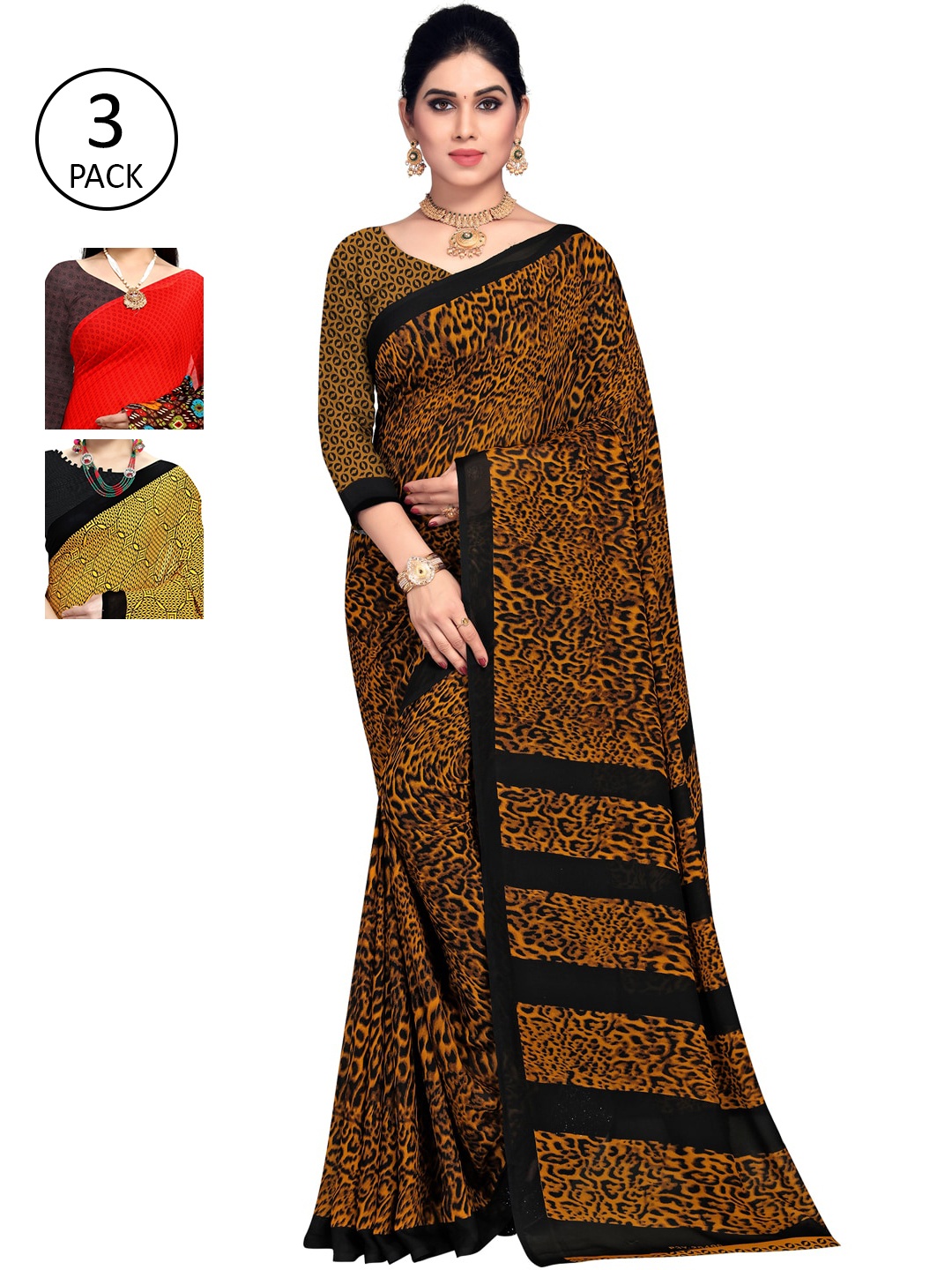 

KALINI Multicoloured Pack Of 3 Printed Saree, Multi