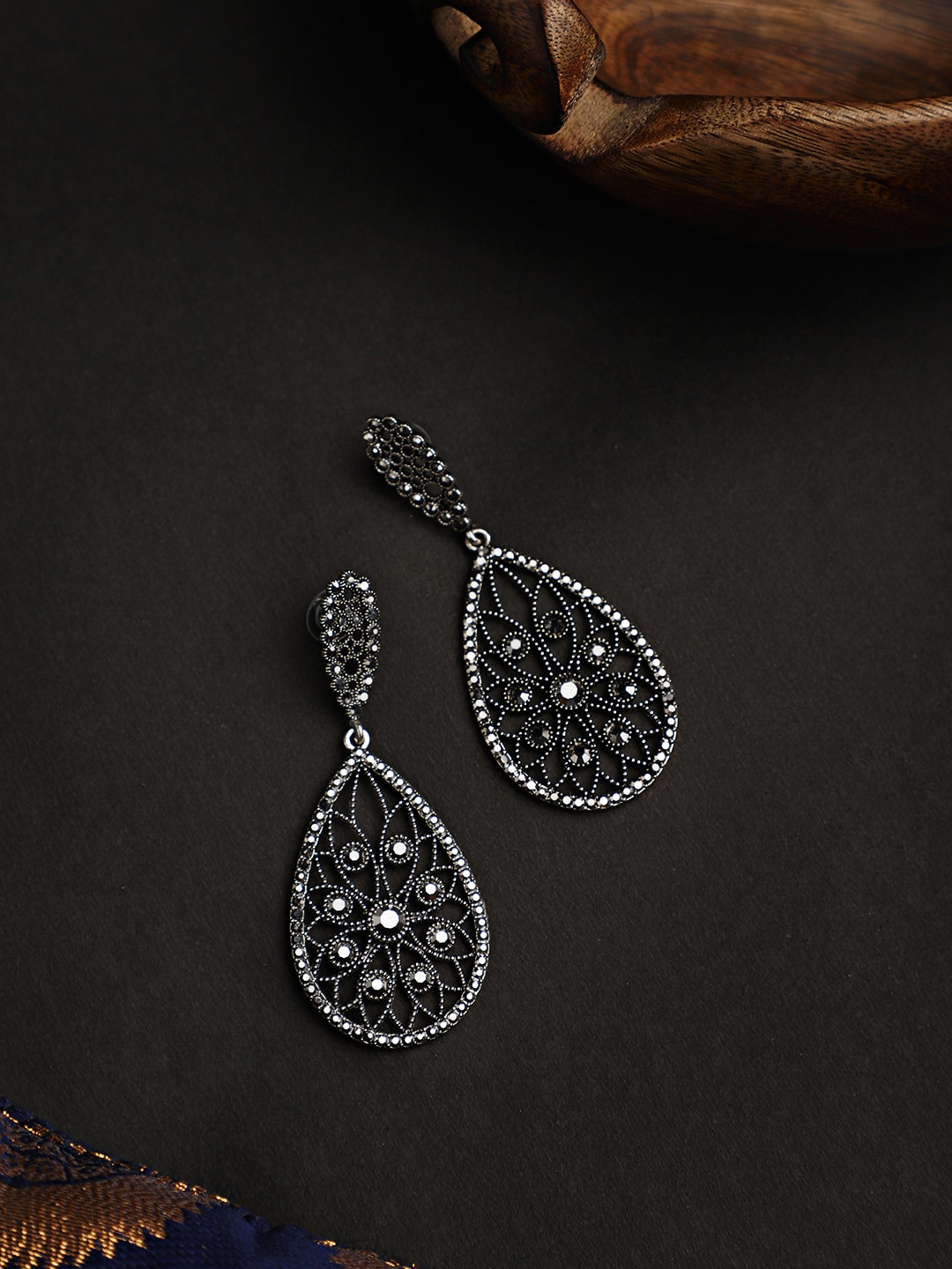 

Mali Fionna Silver-Toned Contemporary Drop Earrings