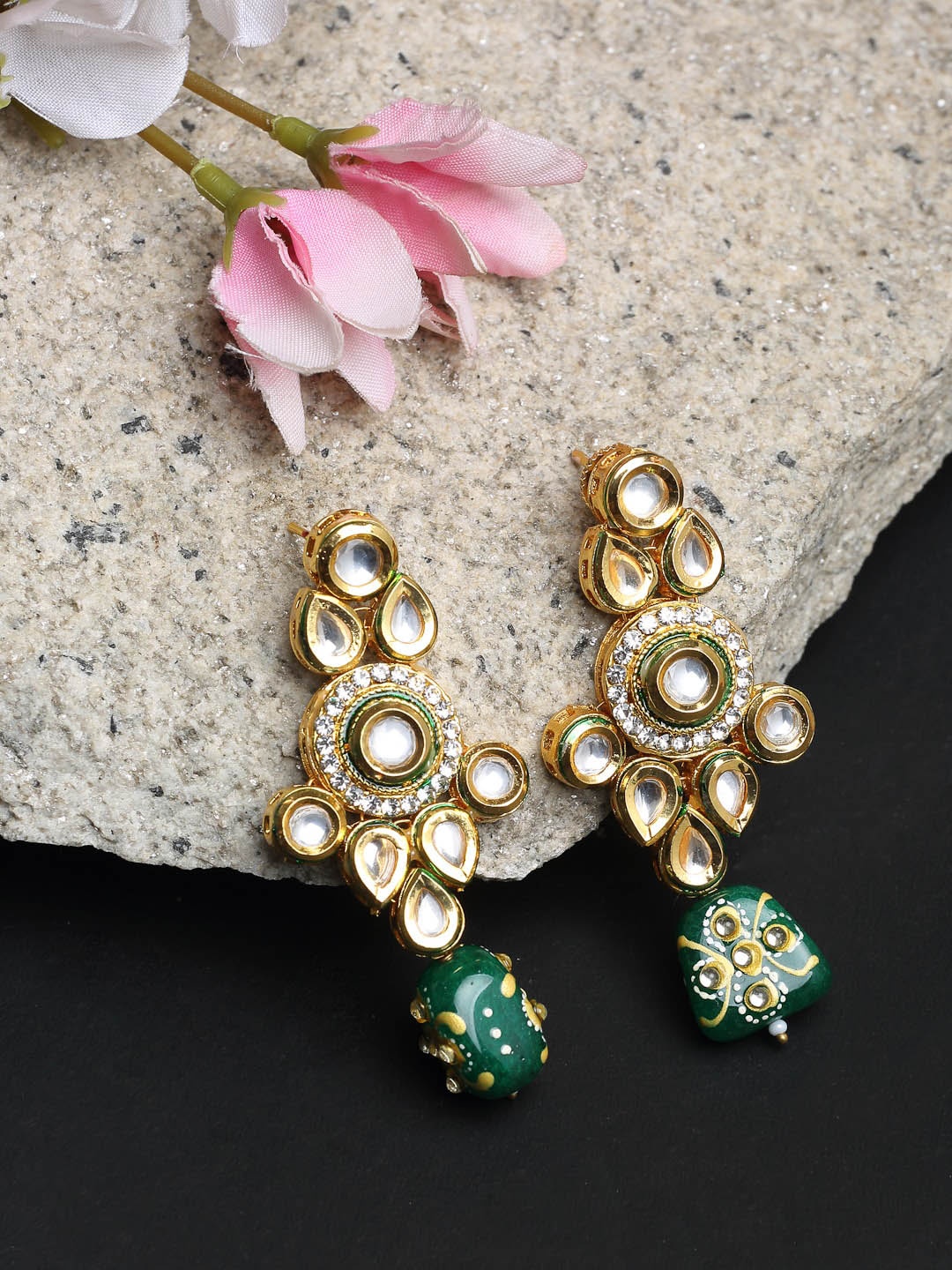 Ruby Raang Gold-Toned Contemporary Drop Earrings