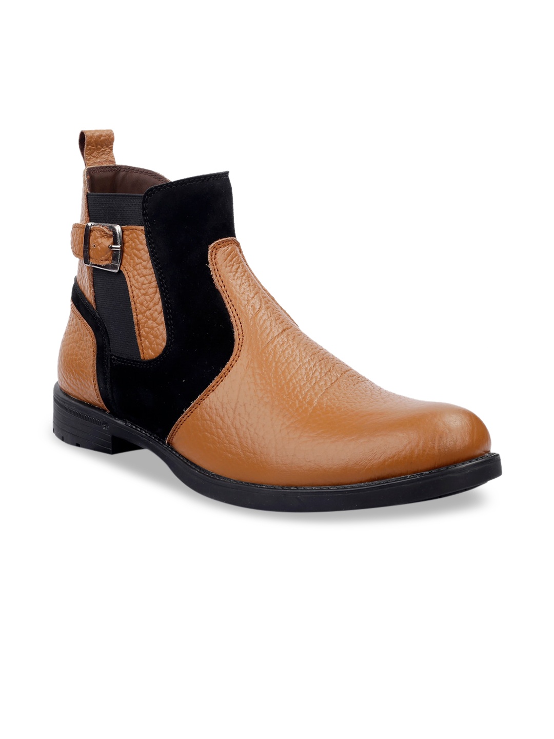 

SHENCES Men Tan Leather Flat Boots