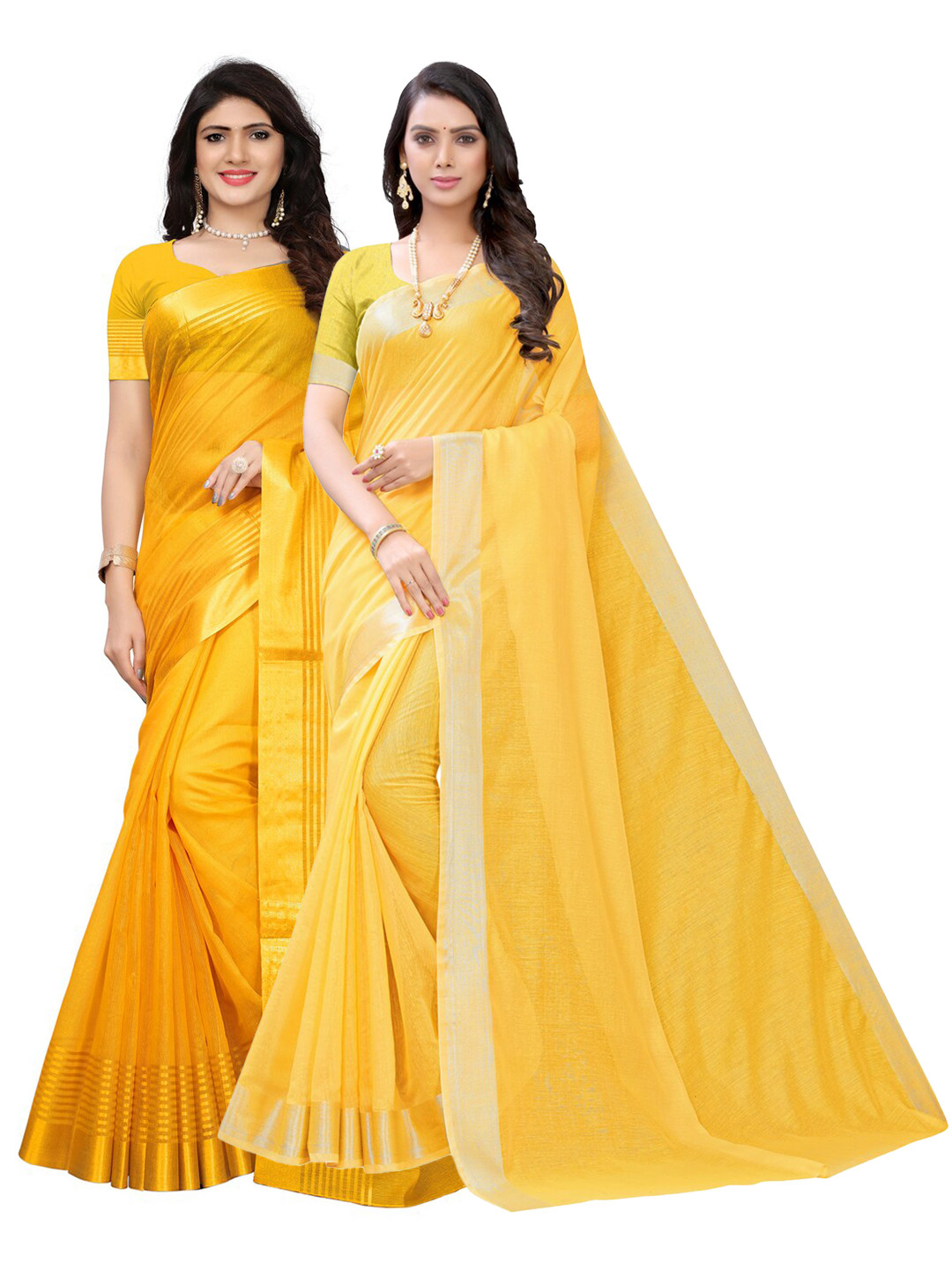 

KALINI Pack of 2 Cotton Blend Saree, Yellow