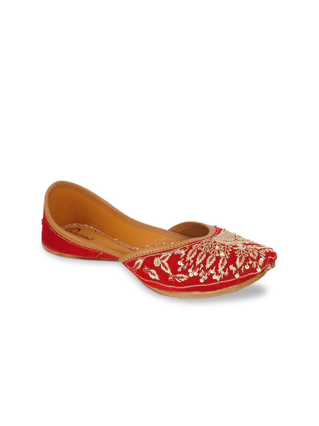 

The Desi Dulhan Women Red Mojaris Flats