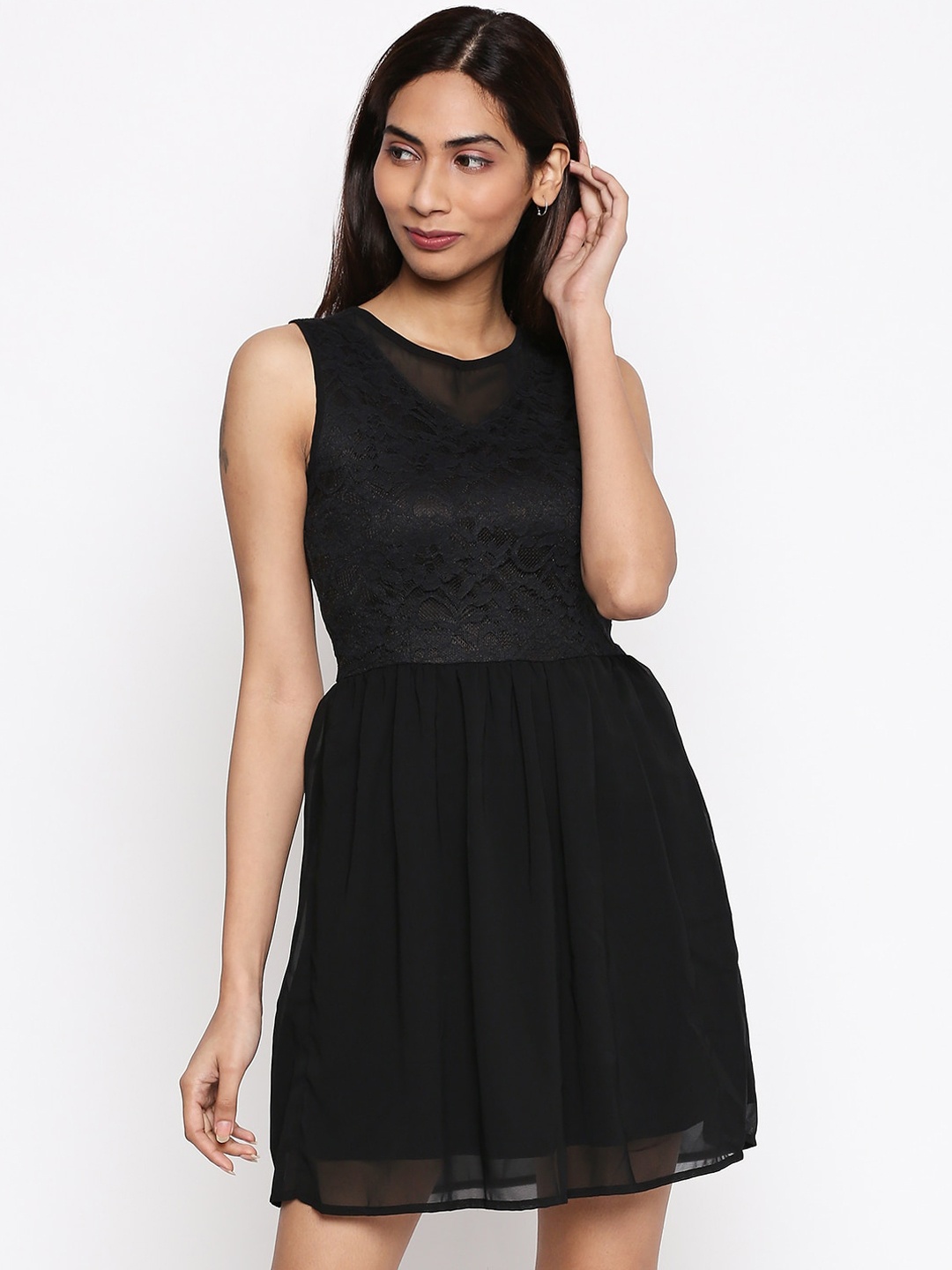 

People Black Fit and Flare Dress