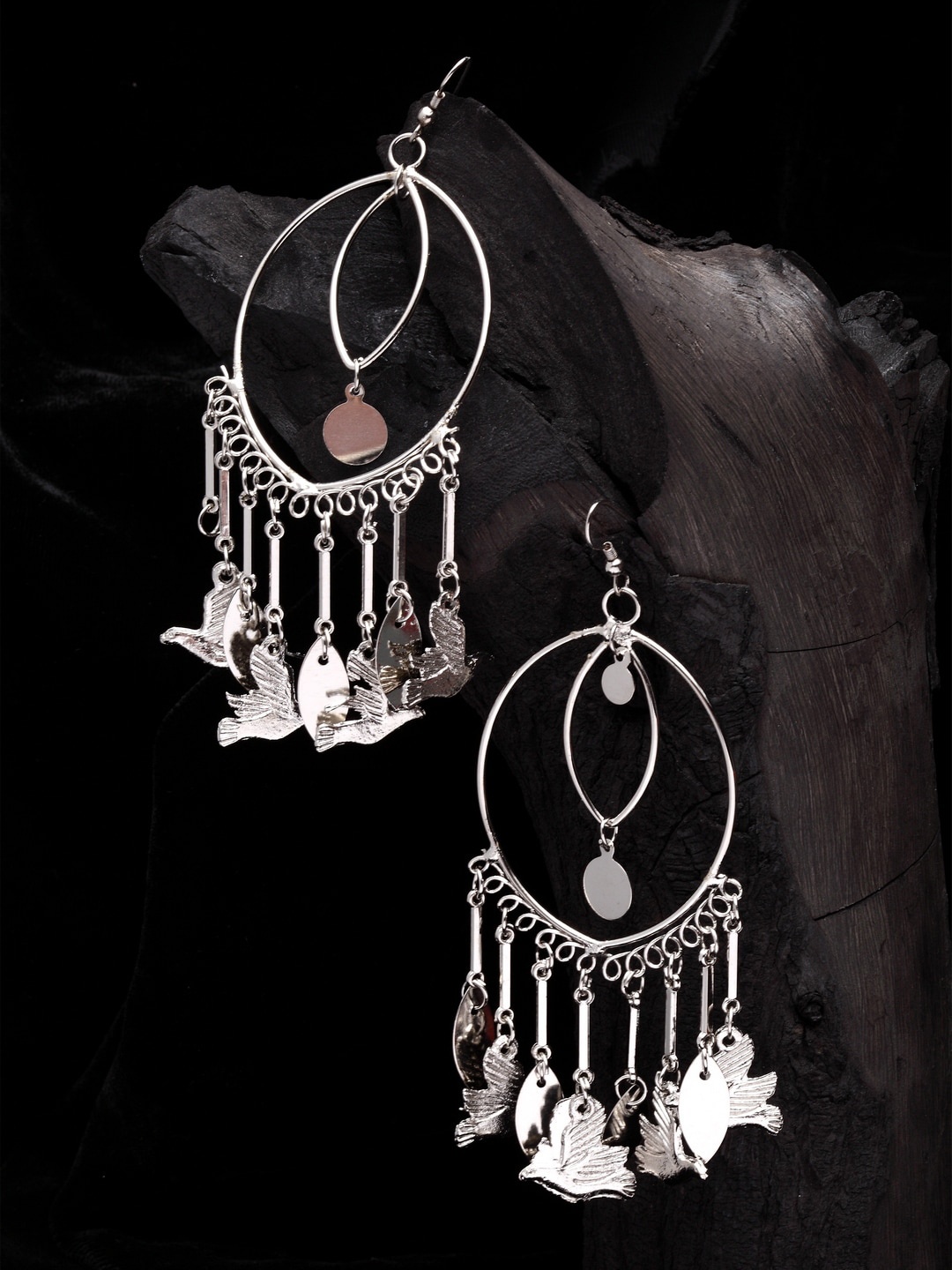 

Moedbuille Silver-Plated Contemporary Drop Earrings
