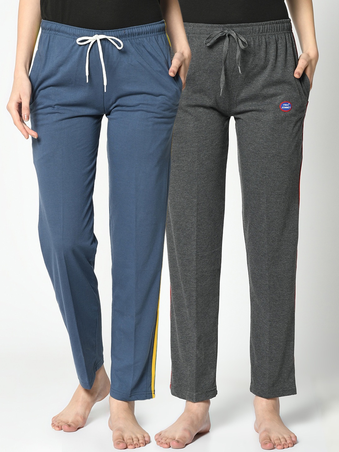 

VIMAL JONNEY Women Pack Of 2 Solid Lounge Pants, Grey