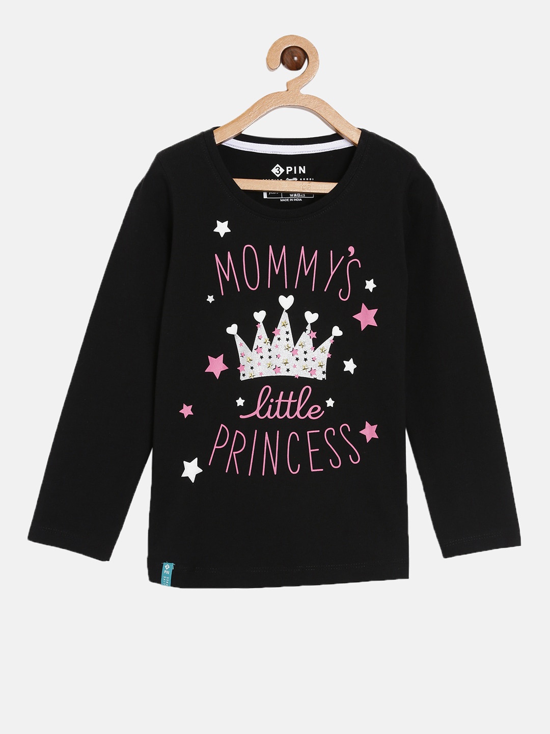 

3PIN Girls Black Printed T-shirt