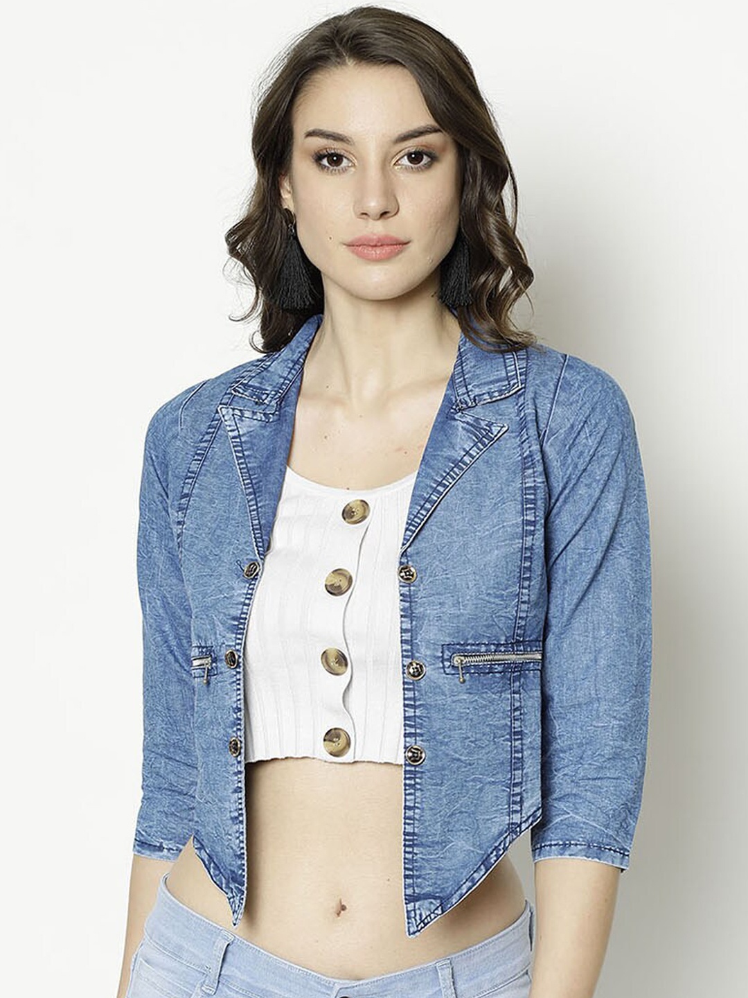 

V2 Value & Variety Women Blue Casual Cotton Blazers