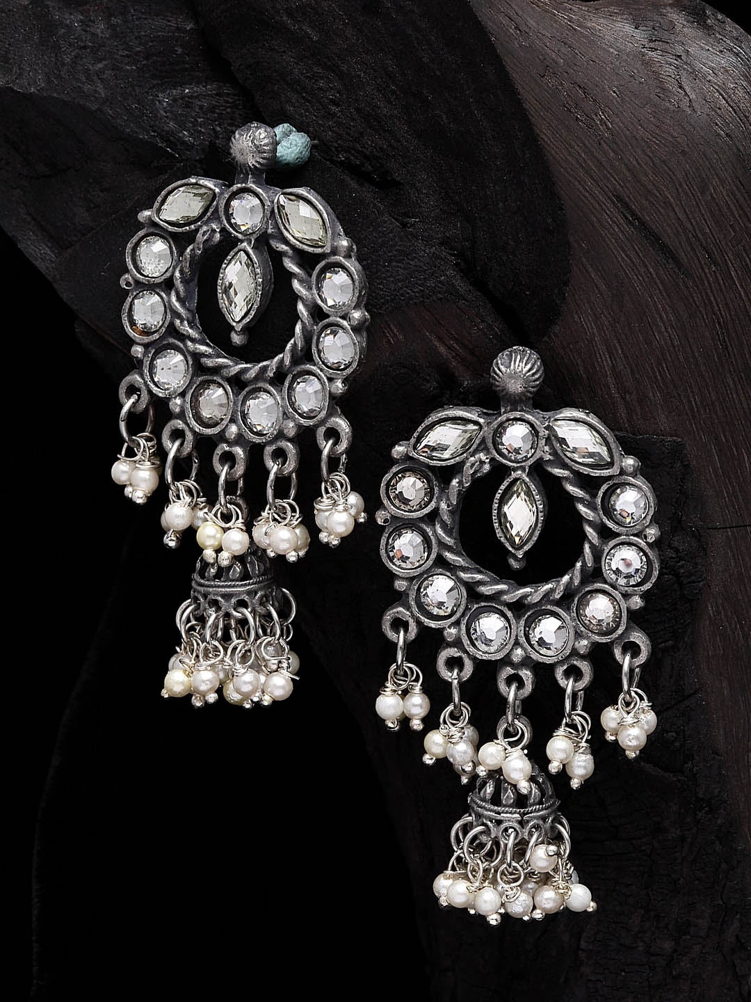 

Moedbuille Gunmetal-Toned Contemporary Jhumkas Earrings, Metallic