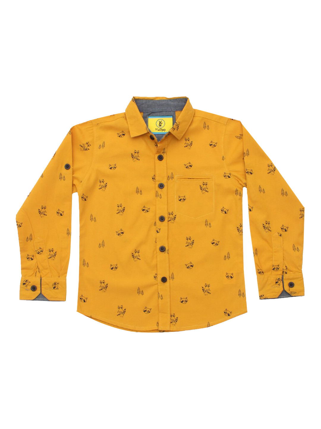 

Lil Lollipop Boys Mustard Printed Cotton Casual Shirt