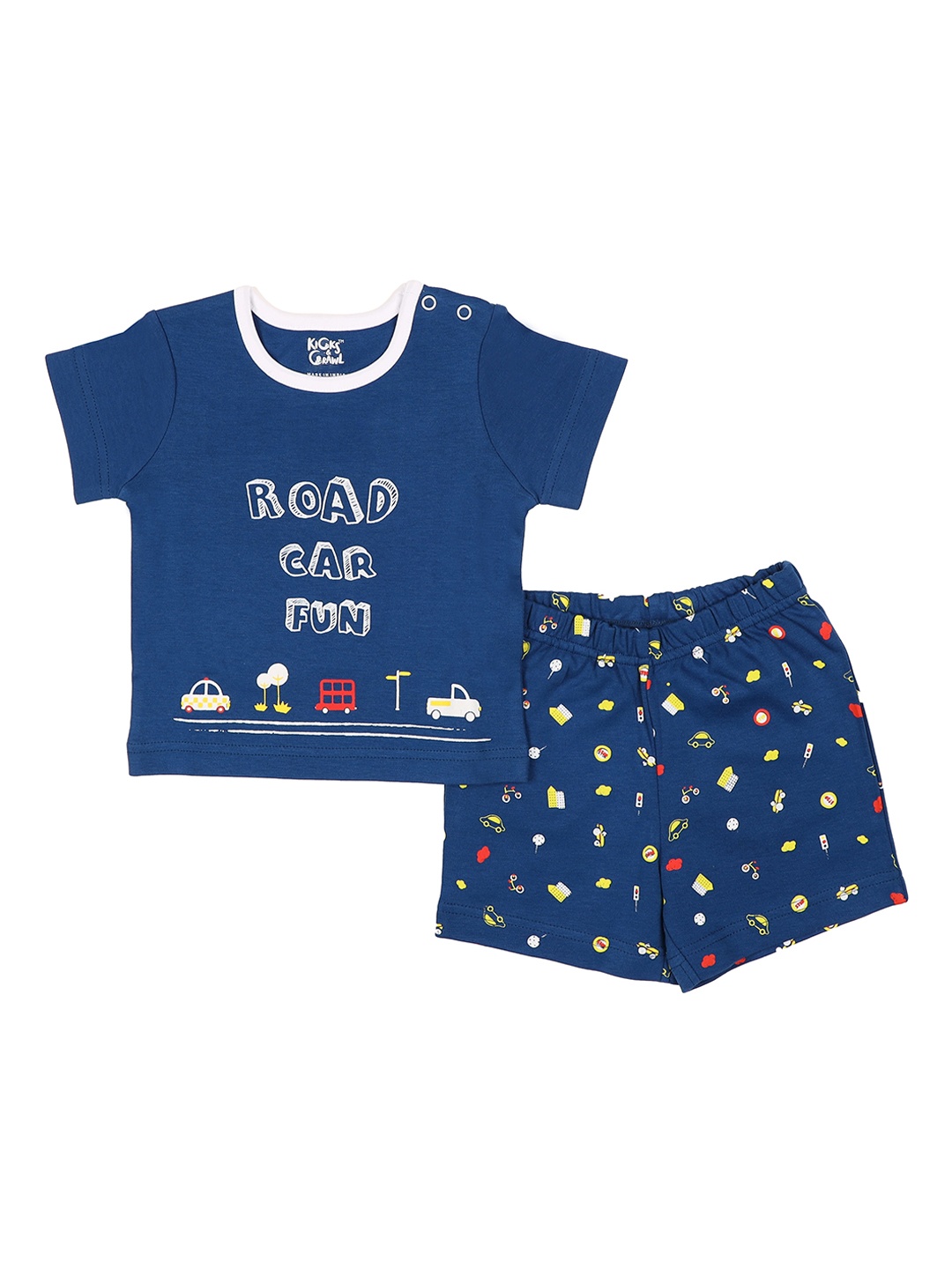 

KICKS & CRAWL Infant Boys Blue & White Printed Apparel Gift Set