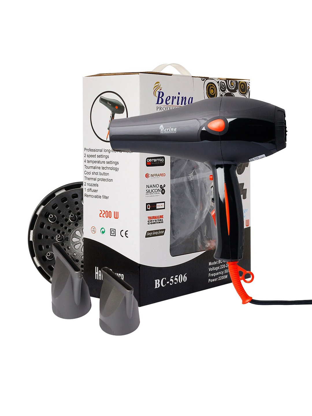 

Berina Professional Hair Dryer BC-5506 (2200W), Black