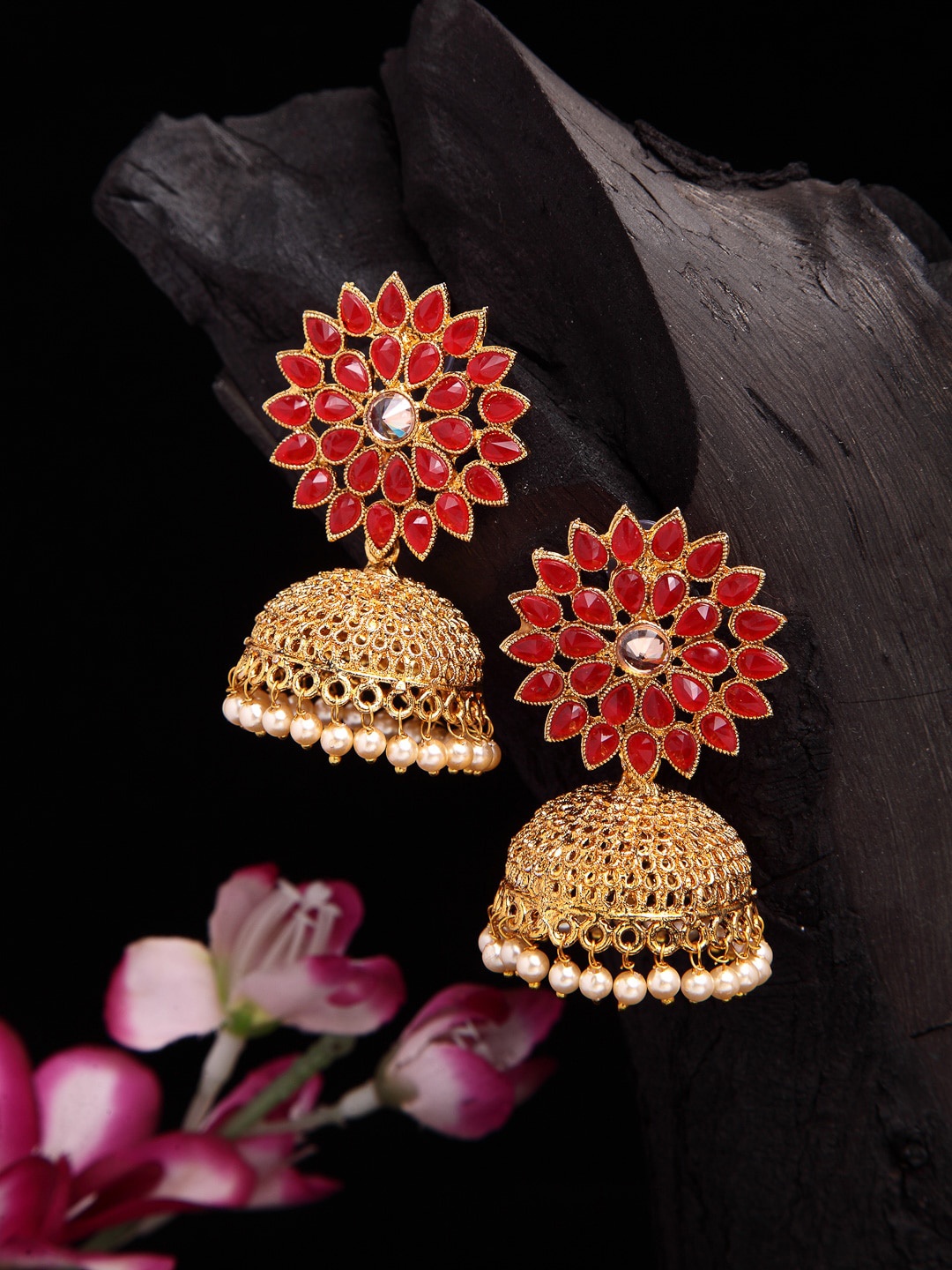

Shining Diva Gold-Toned Contemporary Jhumkas Earrings