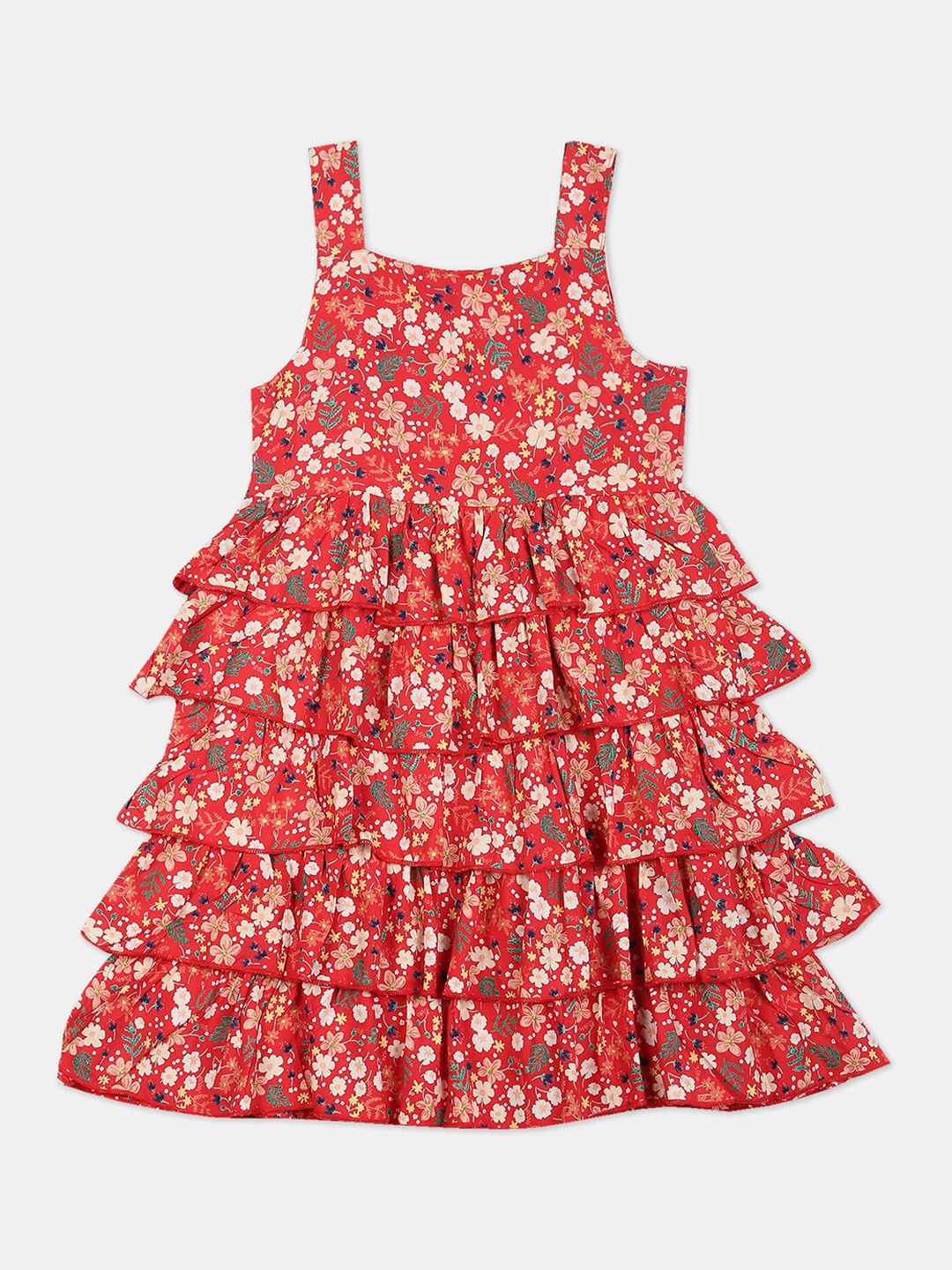 

Cherokee Red & Off White Floral A-Line Dress