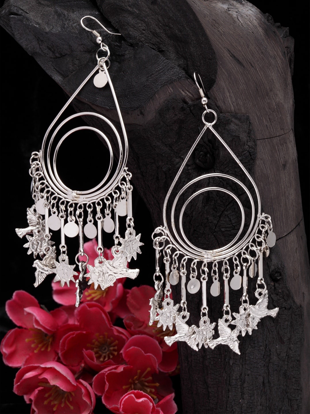 

Moedbuille Silver-Plated Contemporary Drop Earrings