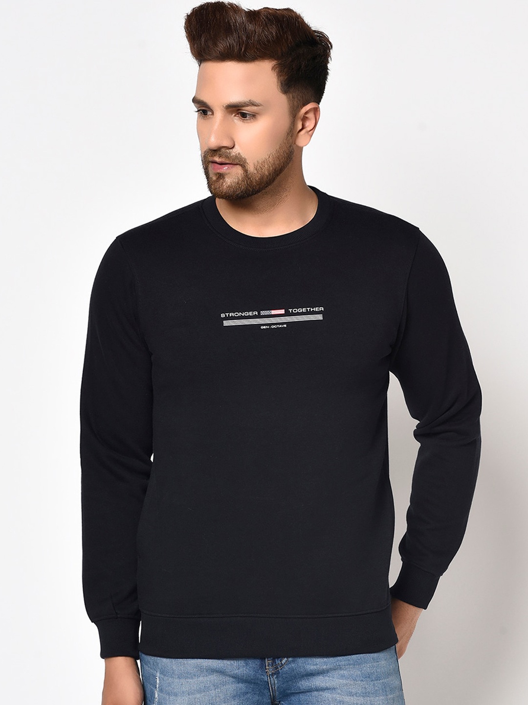 

Octave Men Navy Blue Solid Sweatshirt
