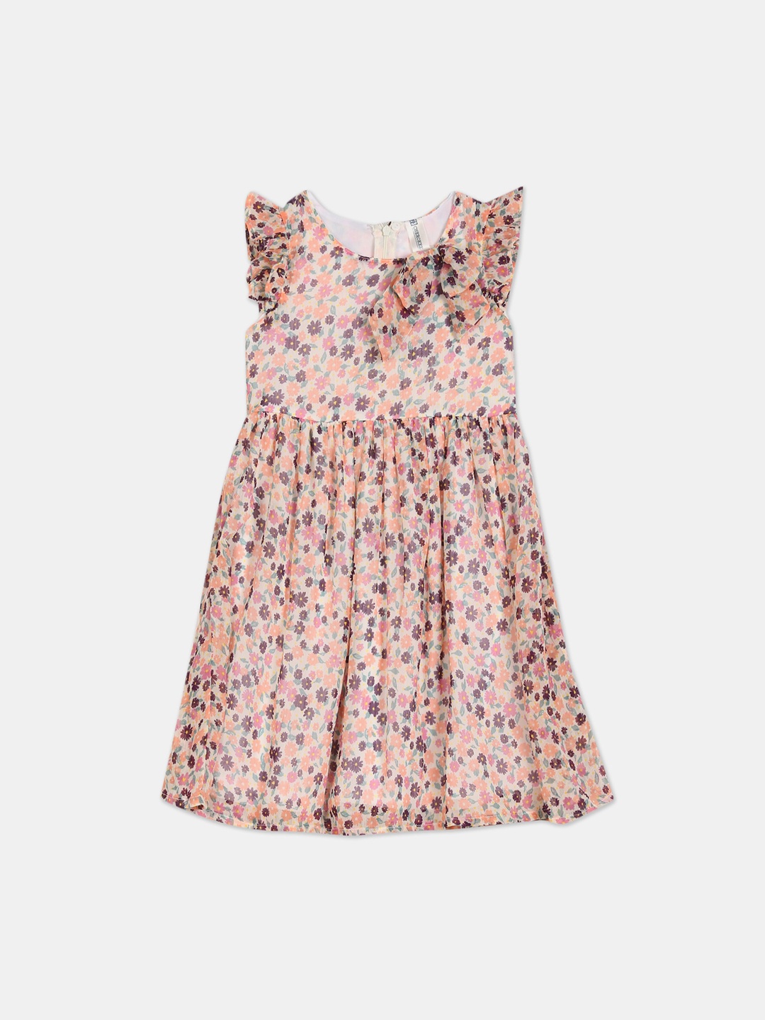 

Cherokee White & Peach-Coloured Floral Dress