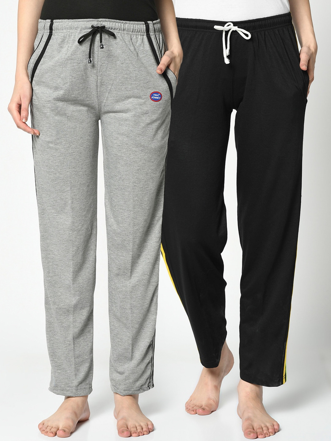 

VIMAL JONNEY Women Pack Of 2 Solid Lounge Pants, Grey