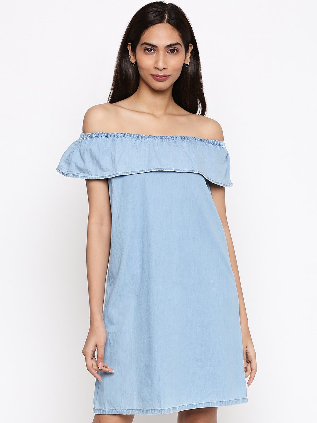 

People Blue Off-Shoulder A-Line Dress