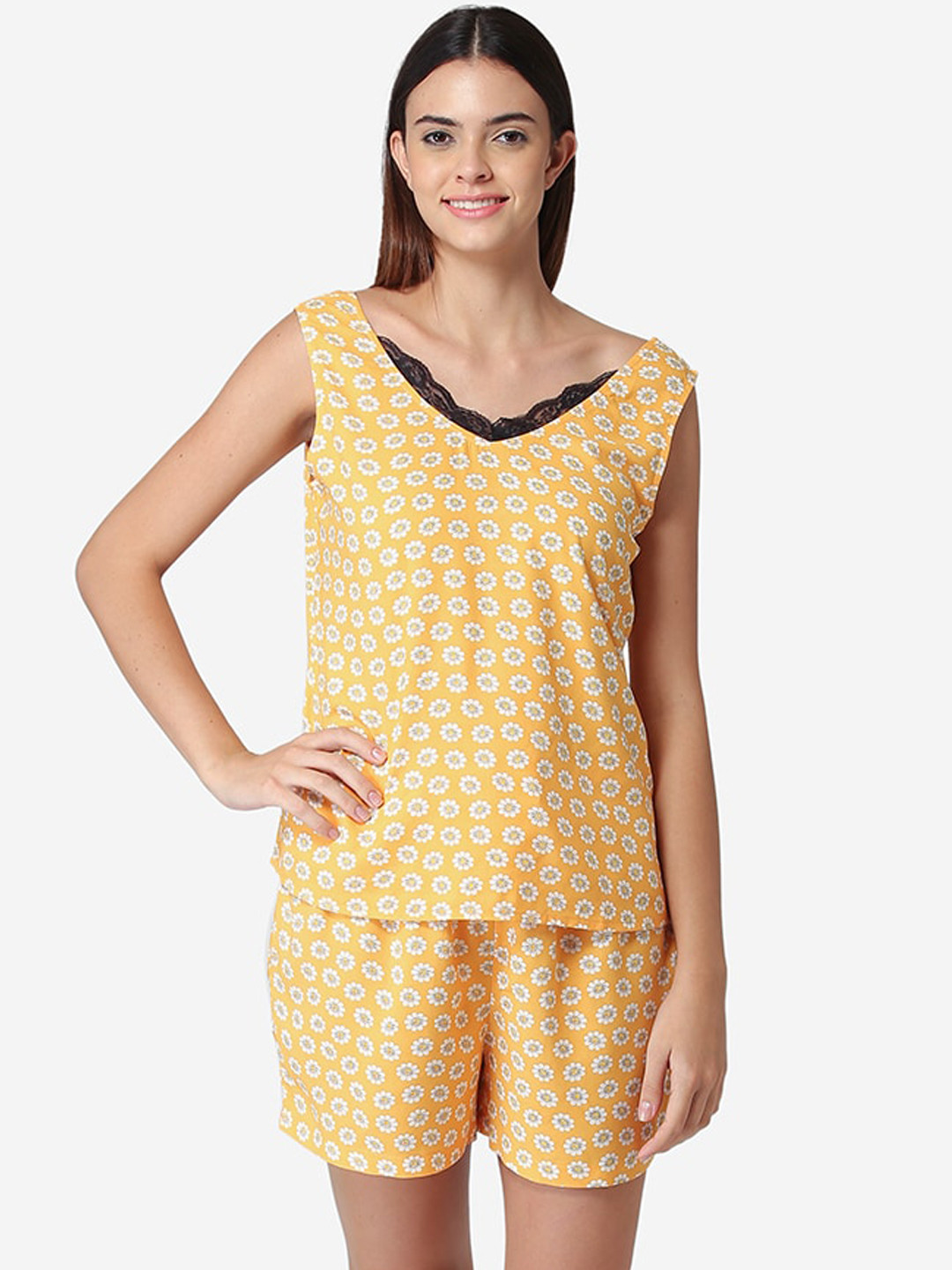 

Fluffalump Women Orange & White Printed Night suit