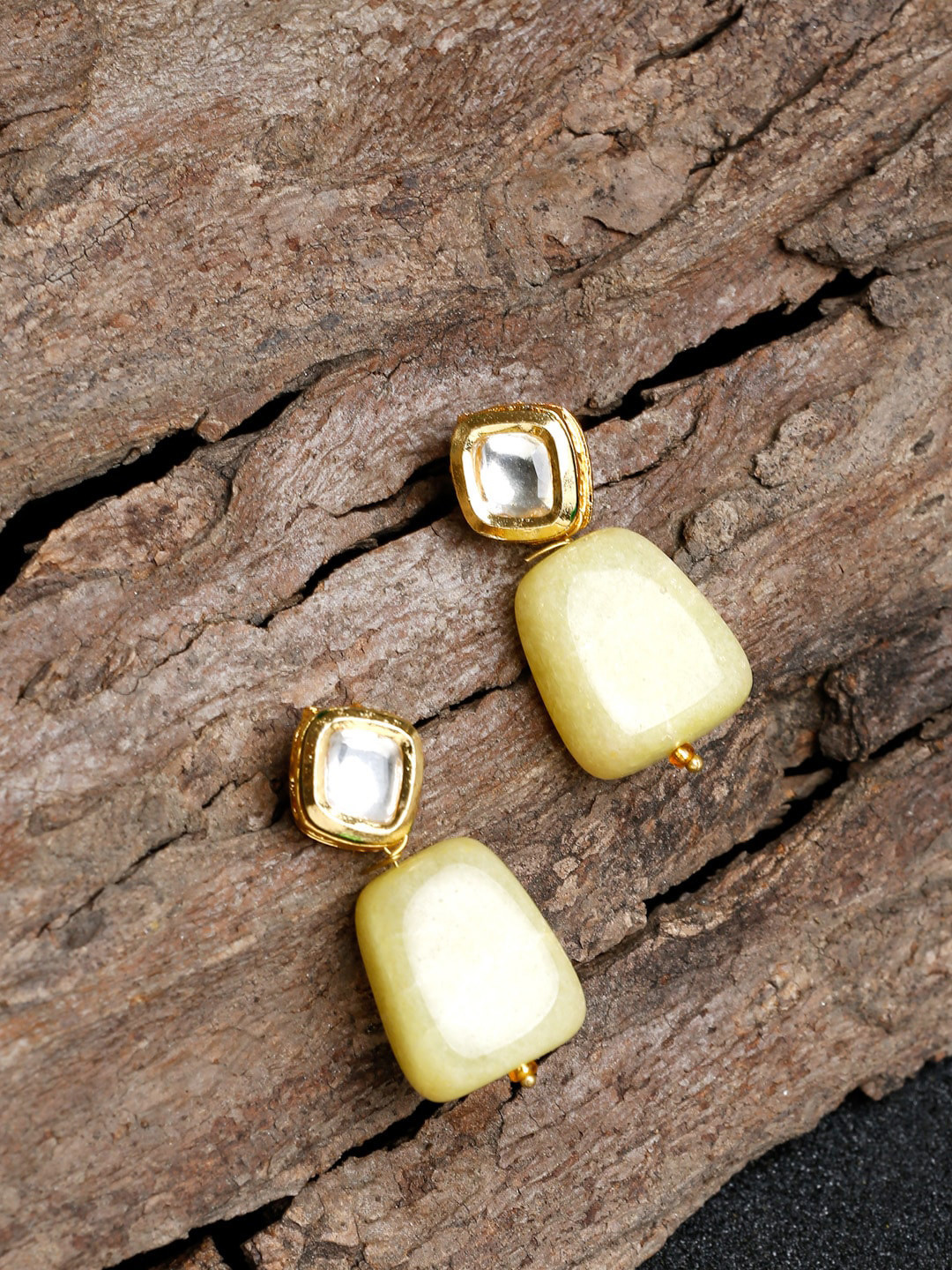 

Ruby Raang Gold-Toned & Yellow Geometric Drop Earrings