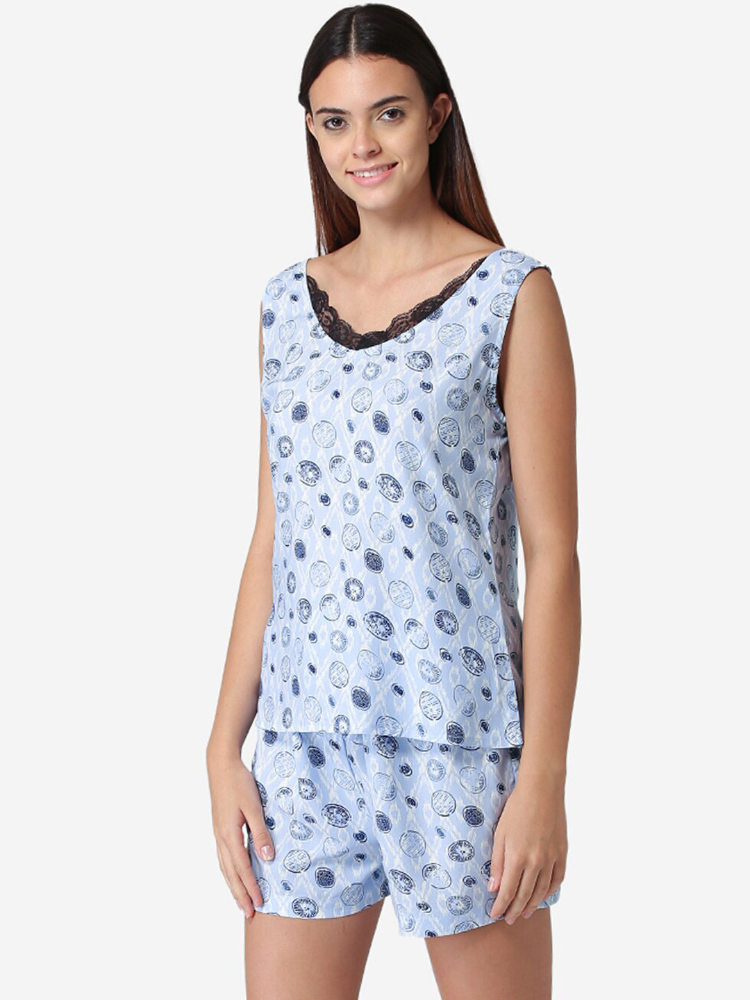 

Fluffalump Women Blue Printed Night suit