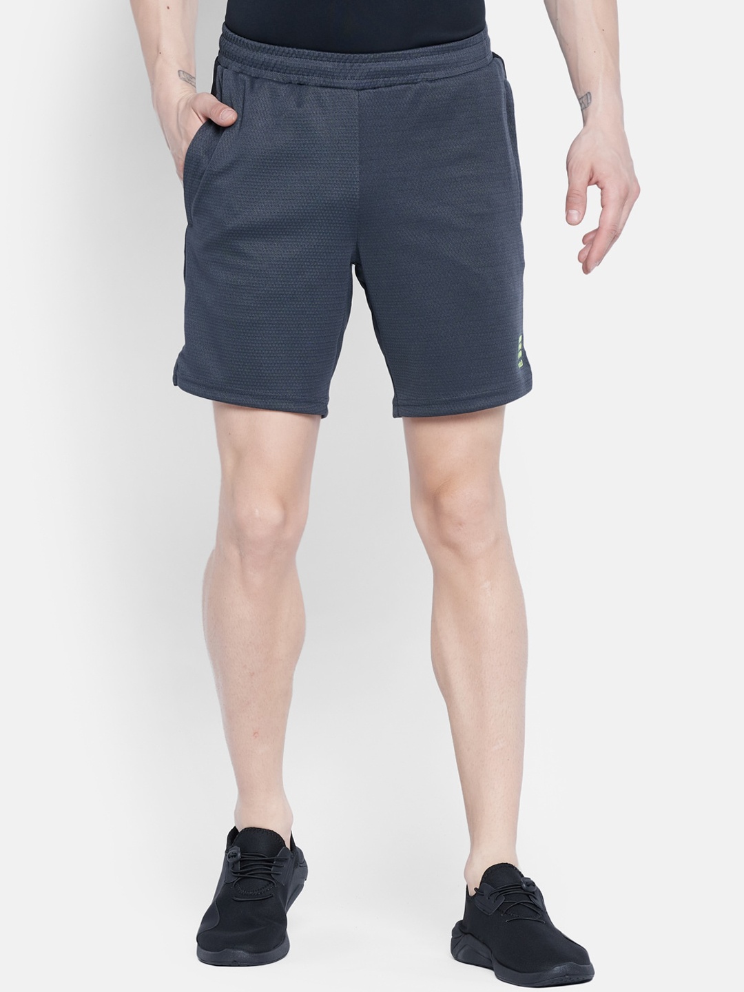 rock it Men Grey Mid-Rise Sports Shorts