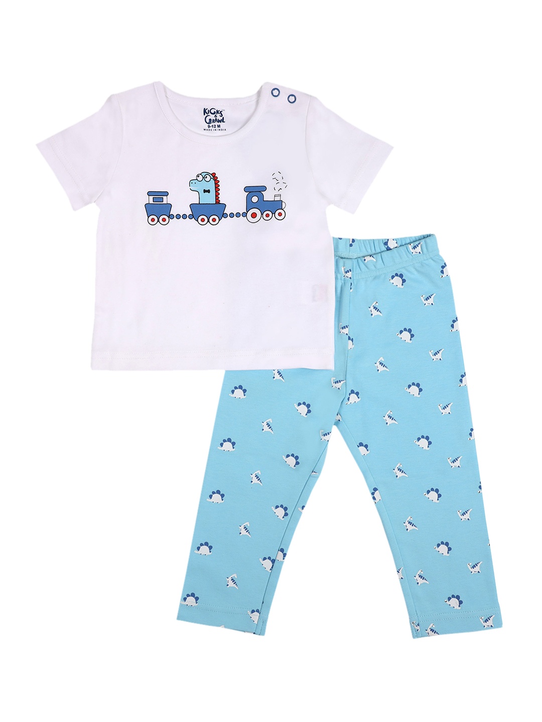 

KICKS & CRAWL Infant Boys White & Blue Printed Apparel Gift Set