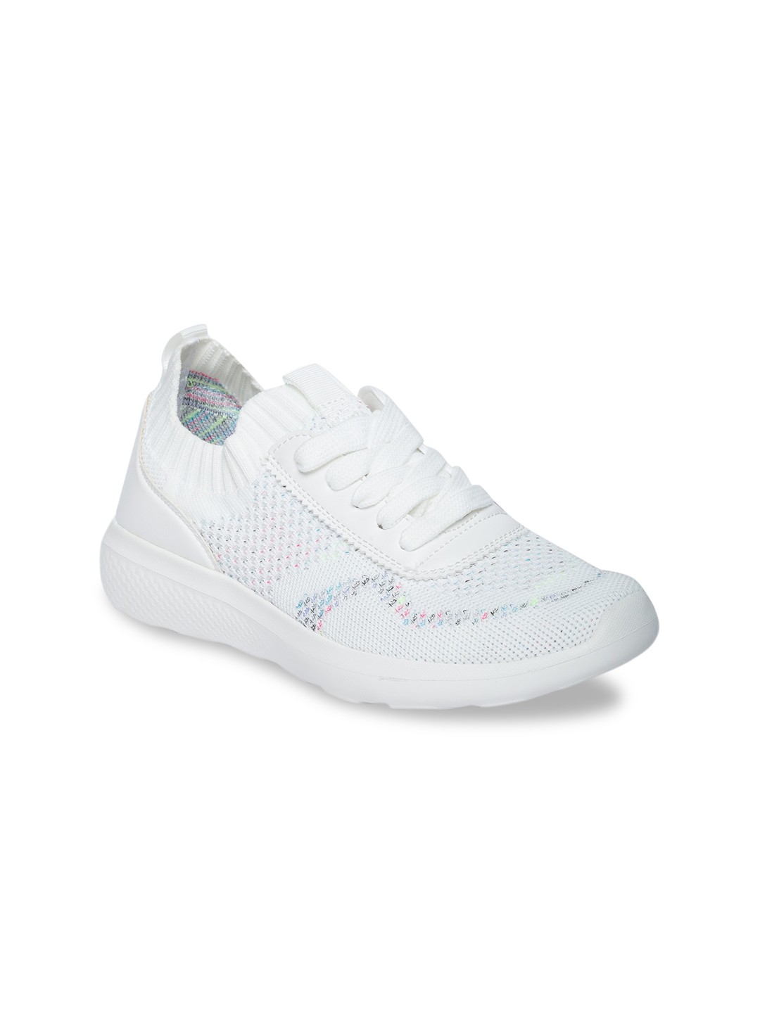 

CERIZ Women White Woven Design Sneakers