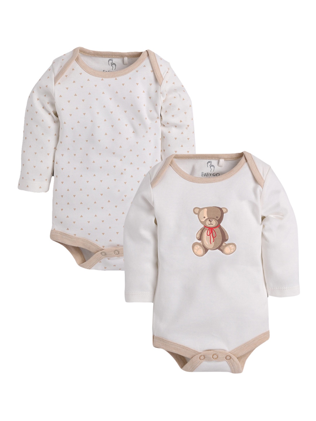 

BABY GO Infant Boys Pack Of 2 Pure Cotton Bodysuits, White
