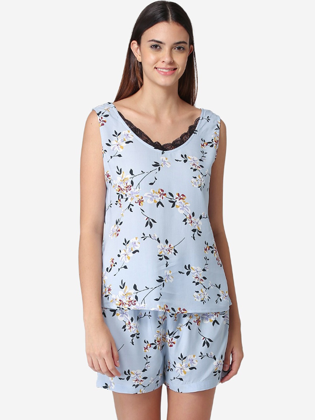 

Fluffalump Women Blue Printed Night suit