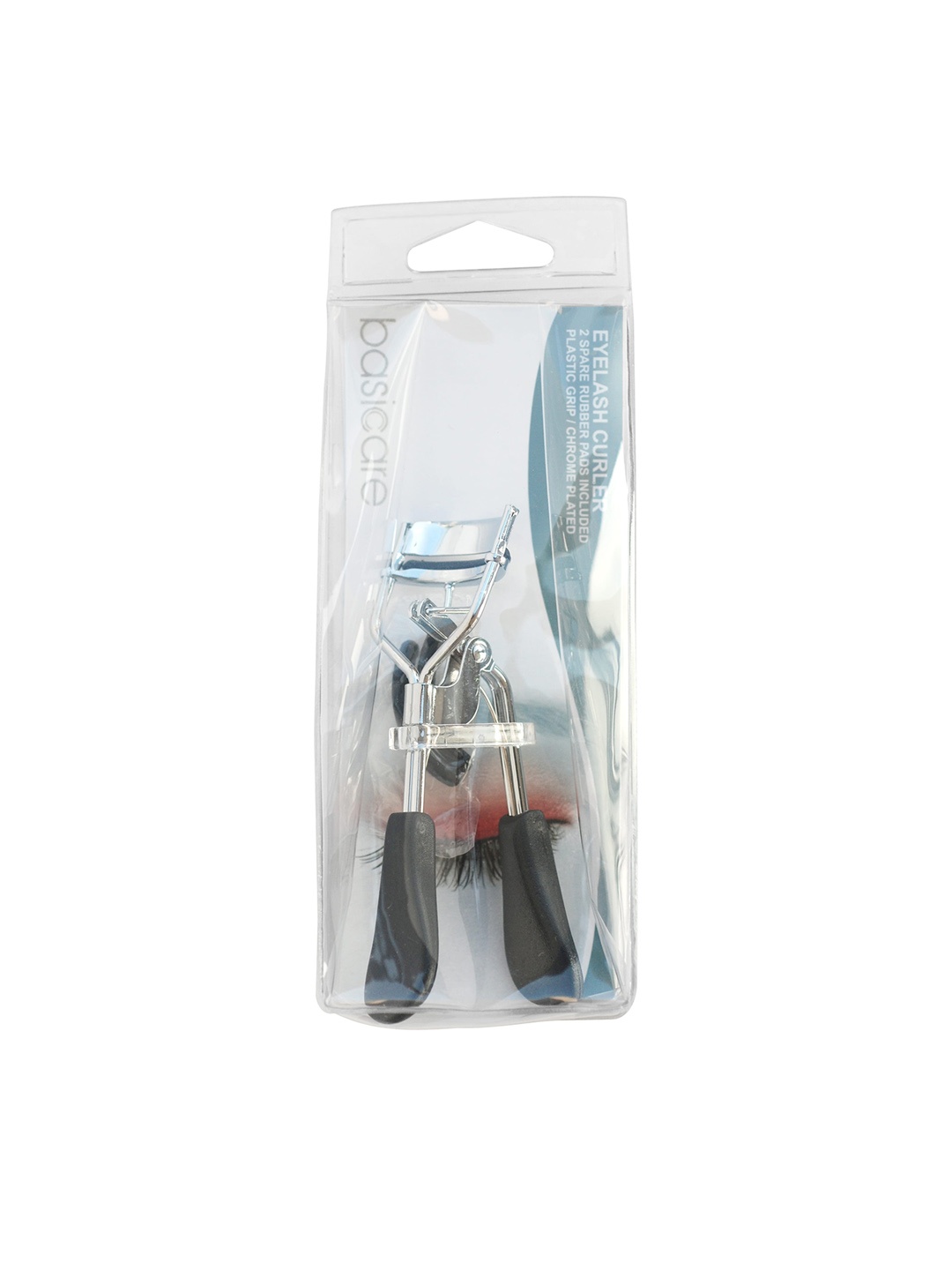 

Basicare Ergonomic Eyelash Curler with Black Plastic Handles, Silver