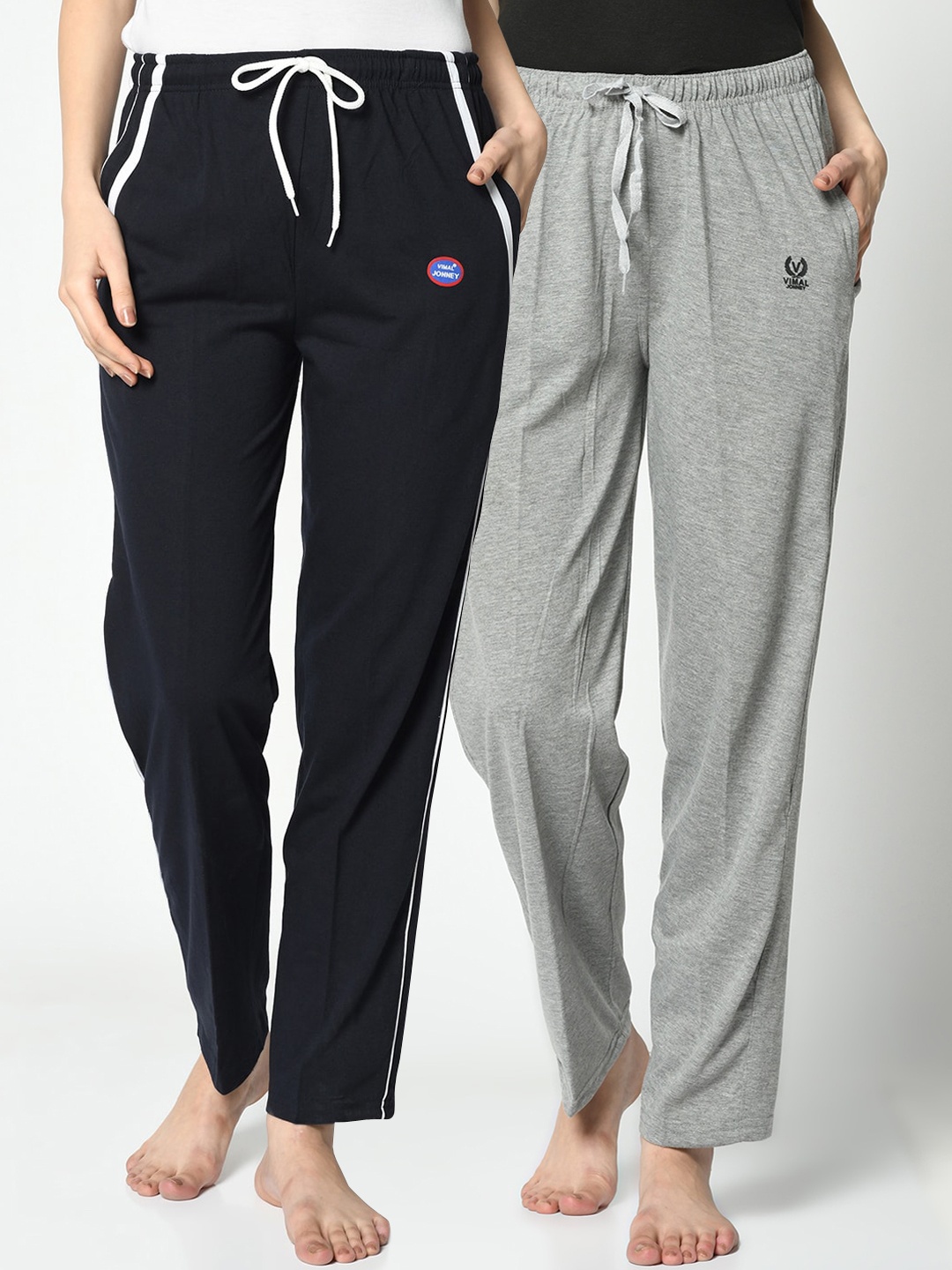

VIMAL JONNEY Women Pack Of 2 Solid Lounge Pants, Black