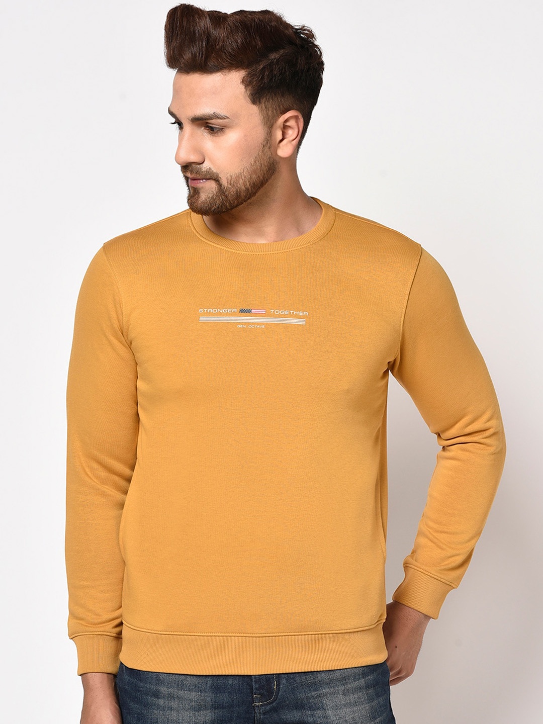 

Octave Men Mustard Yellow Solid Sweatshirt