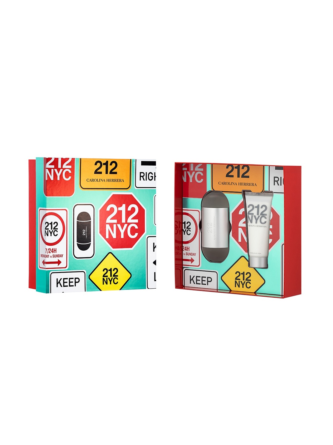 

Carolina Herrera Men 212 Eau de Toilette 100ml with Body Lotion 100ml, Transparent