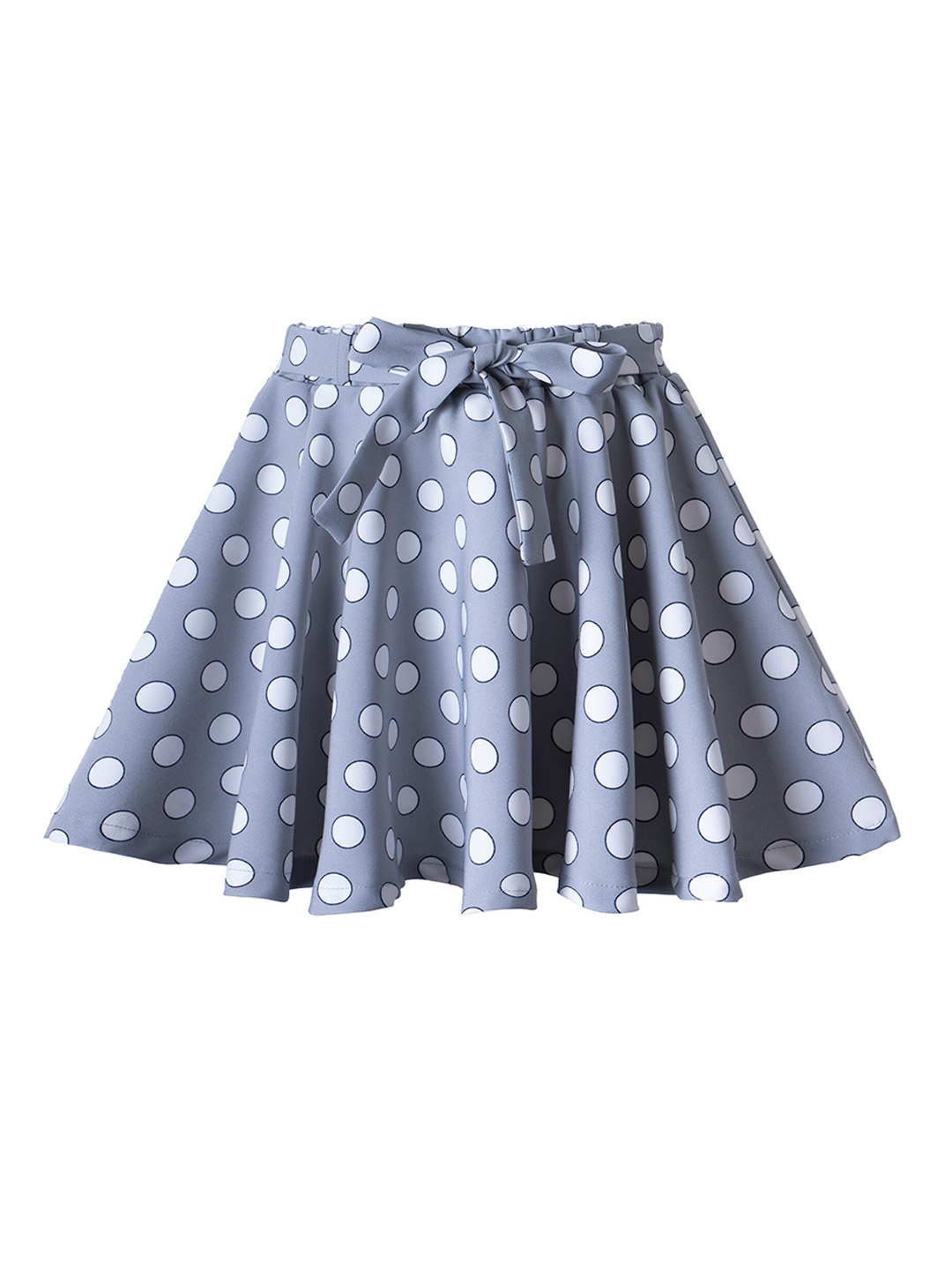 

Hunny Bunny Girls Grey & White Polka Dot Printed Flared Knee-Length Skirt With Attached Shorts