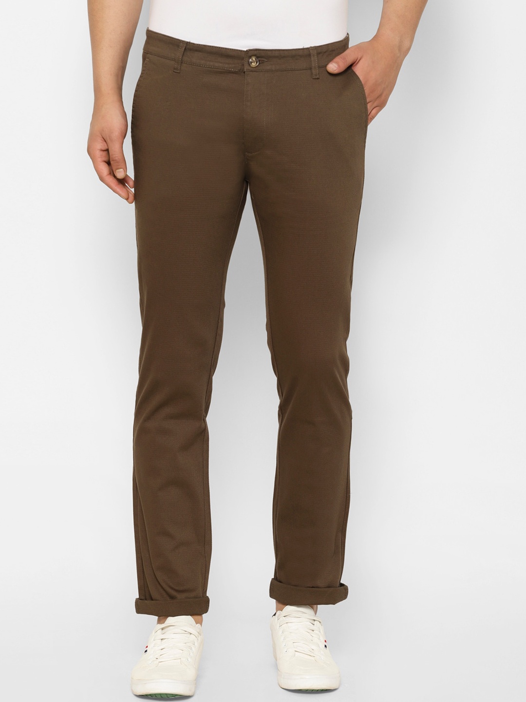 TNG Men Olive Green Slim Fit Regular Trousers