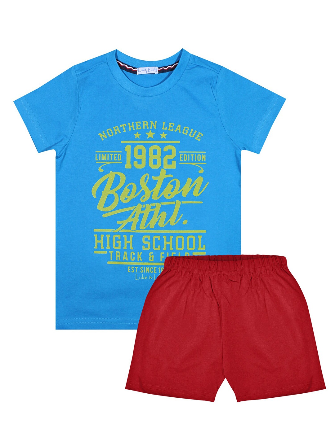 

Luke & Lilly Boys Blue & Red Printed T-shirt with Shorts